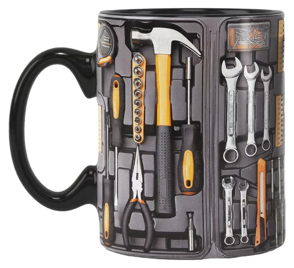 Werkzeugkasten-Kaffeebecher, 350 ml, Keramik-Teetasse, Schraubenschlüssel, Schraubendreher, Hammerbecher, einzigartiges Geschenk für Ingenieure u...