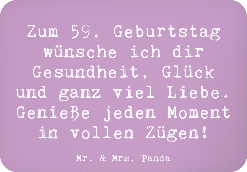 Mr. & Mrs. Panda magnet Spruch 59. Geburtstag - Lavendeltraum - Geschenk, Happy Birthday, zettelhalter, Jubiläum, Feiern, designmagnet, whiteboard...