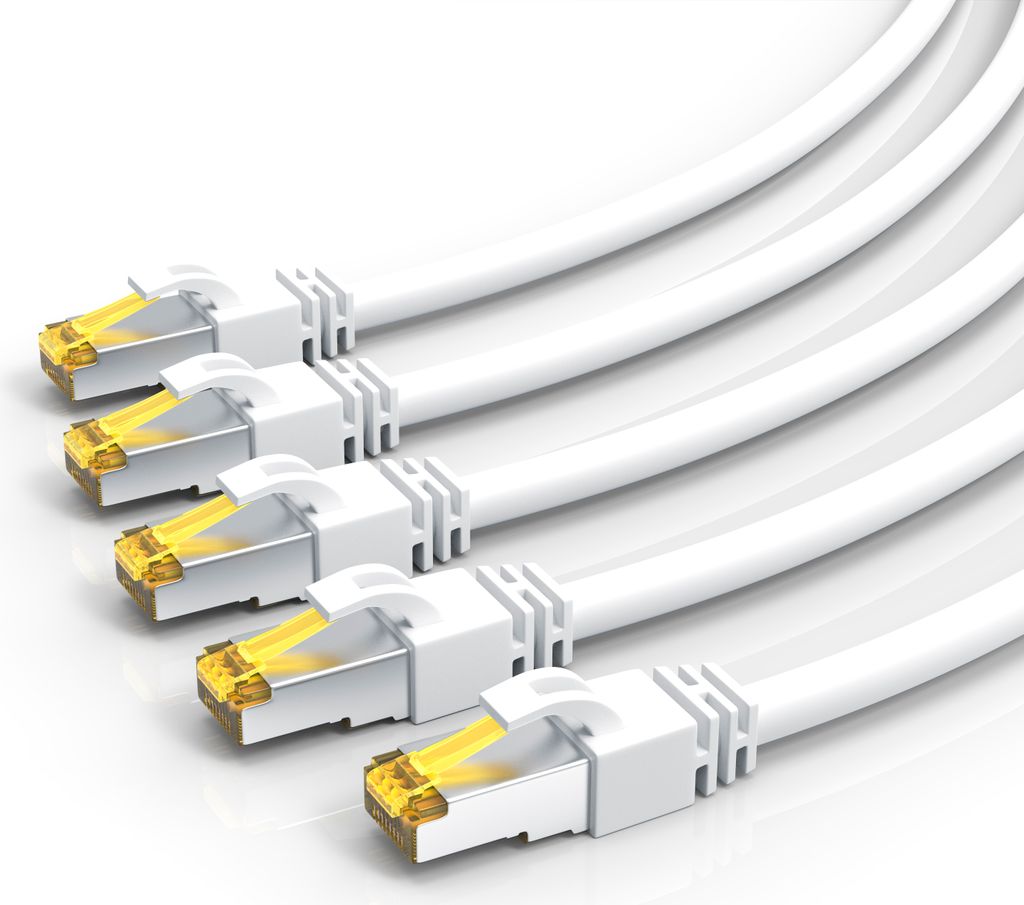 Primewire 5x LAN-Kabel CAT.7, RJ-45 (Ethernet), Gigabit Ethernet S/FTP Netzwerkkabel, 10000 Mbit/s, Patchkabel - 0,5m