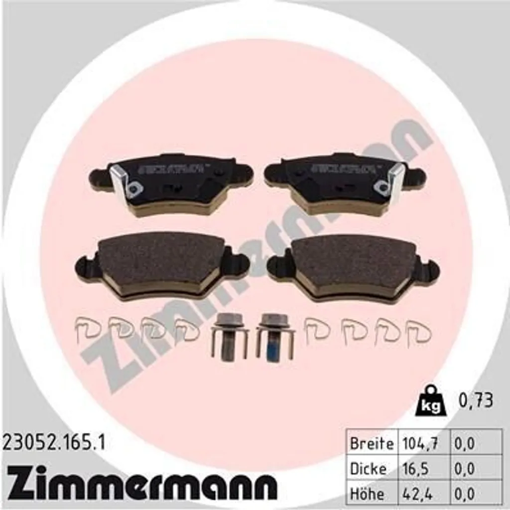 Zimmermann 23052.165.1 Plaquettes de Frein pour Astra G et Zafira A