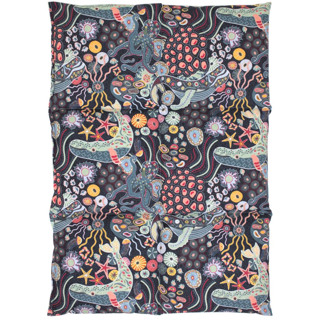 Leinsamenkissen groß 6-Kammer 40x30cm - Bio-Stoff "Blümchen-blau" - Wärmekissen Körnerkissen