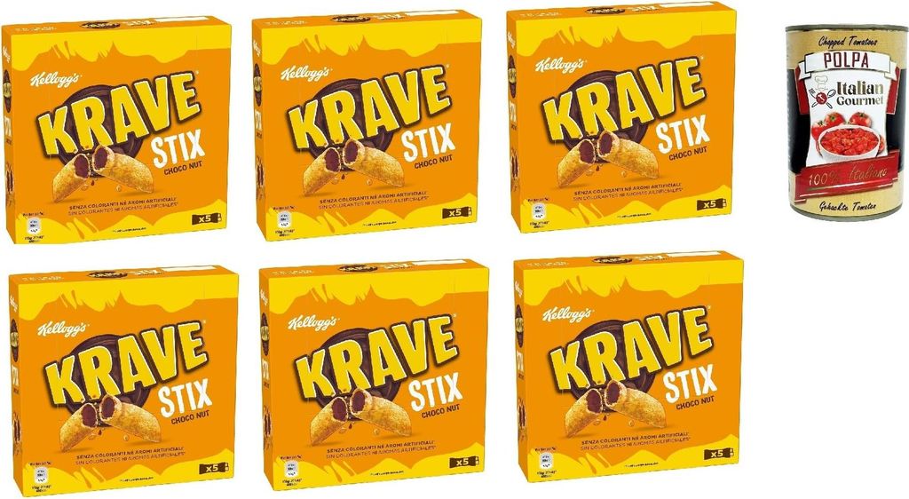 Krave Stix Choco Nut, Snacks für Schokolade und Haselnussnuss, 6x 103g + Italian Gourmet polpa 400g