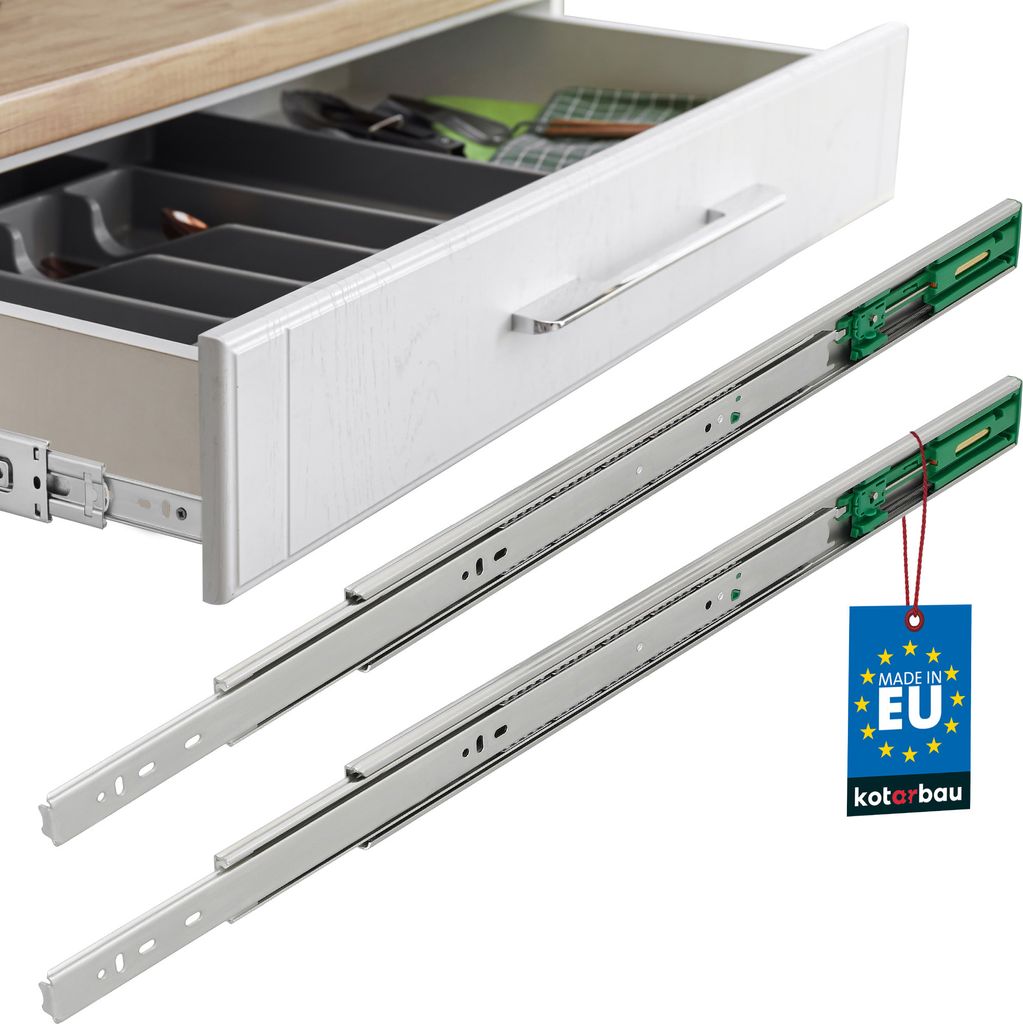 KOTARBAU 1 Paar (2 Stück) Teleskop-Schienen kugelgelagert 550 mm Vollauszug Schubladenschienen mit SoftClosing Selbsteinzug für Schubladen