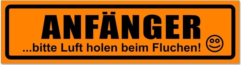 Kiwistar - Autoaufkleber - Orange - Schwarz - 45 x 12 cm - Anfänger - Bitte Luft Holen invertiert - Hinweis Aufkleber Sticker für Auto, Kfz, Fahr...