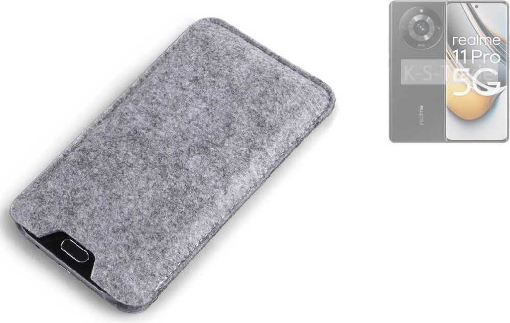 K-S-Trade Filz Handyhülle kompatibel mit Realme 11 Pro Schutzhülle Filztasche Filz Tasche Case Sleeve Handy Hülle Filzhülle grau
