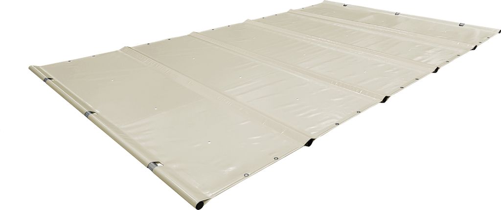 SafeDeluxe Poolplane Rollschutzabdeckung aus LKW Plane ohne Stangen (3,5m x 3,5m, Beige RAL1014) Stangenabdeckung Sicherheitsabdeckung Poolabdec...