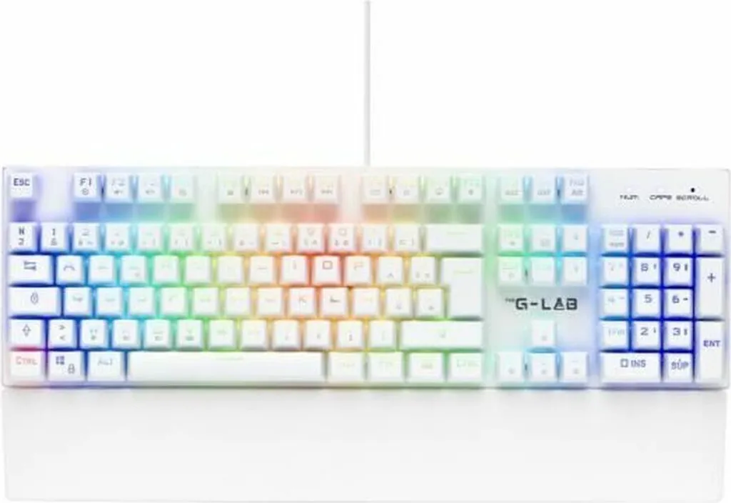 Clavier Mécanique pour Setup Gaming Blanc avec Repose-poignet Magnétique