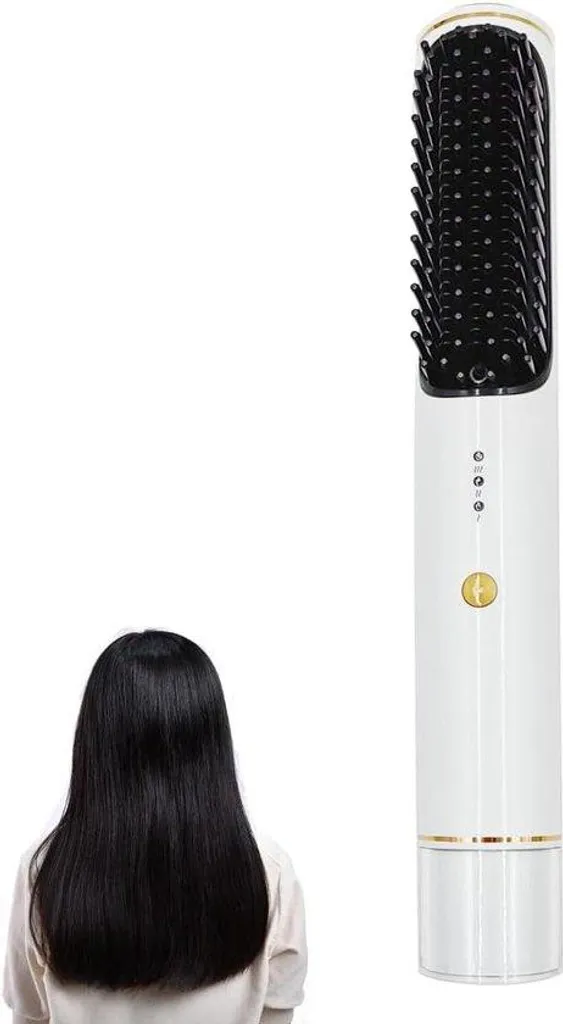 Brosse de coiffage de voyage ionique et lisseur sans fil blanc USB