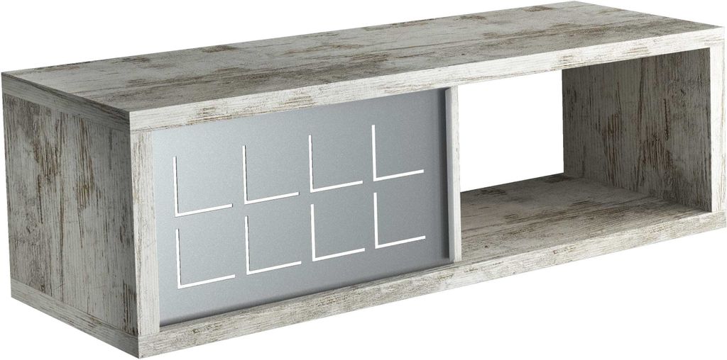 Rechteckiges Regal in 60x20cm, Vintage-Stil mit Metalltür | Cubo