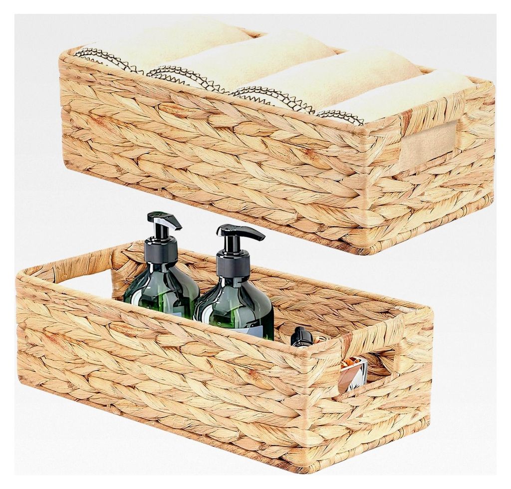 Aufbewahrungskörbe aus Wasserhyazinthe, geflochten, stapelbar, für Schlafzimmer und Badezimmer, 37x16,5x11cm/33x12,5x10cm