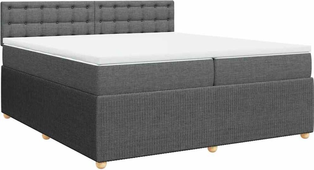 vidaXL Boxspringbett mit Matratze Dunkelgrau 200x200 cm Stoff