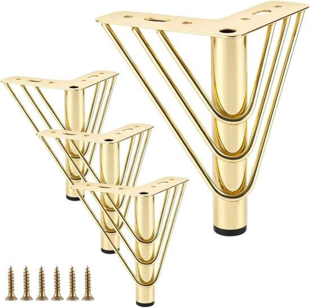 Pieds de meuble dorés triangulaires robustes avec visserie incluse