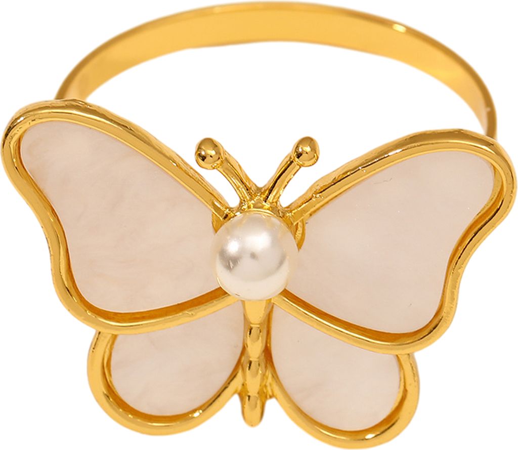 Serviettenring, kreative Form, Kunstperlen-Design, lebendige Farbe, korrosionsbeständig, rostfrei, dekorative Legierung, schmetterlingsförmige Se...