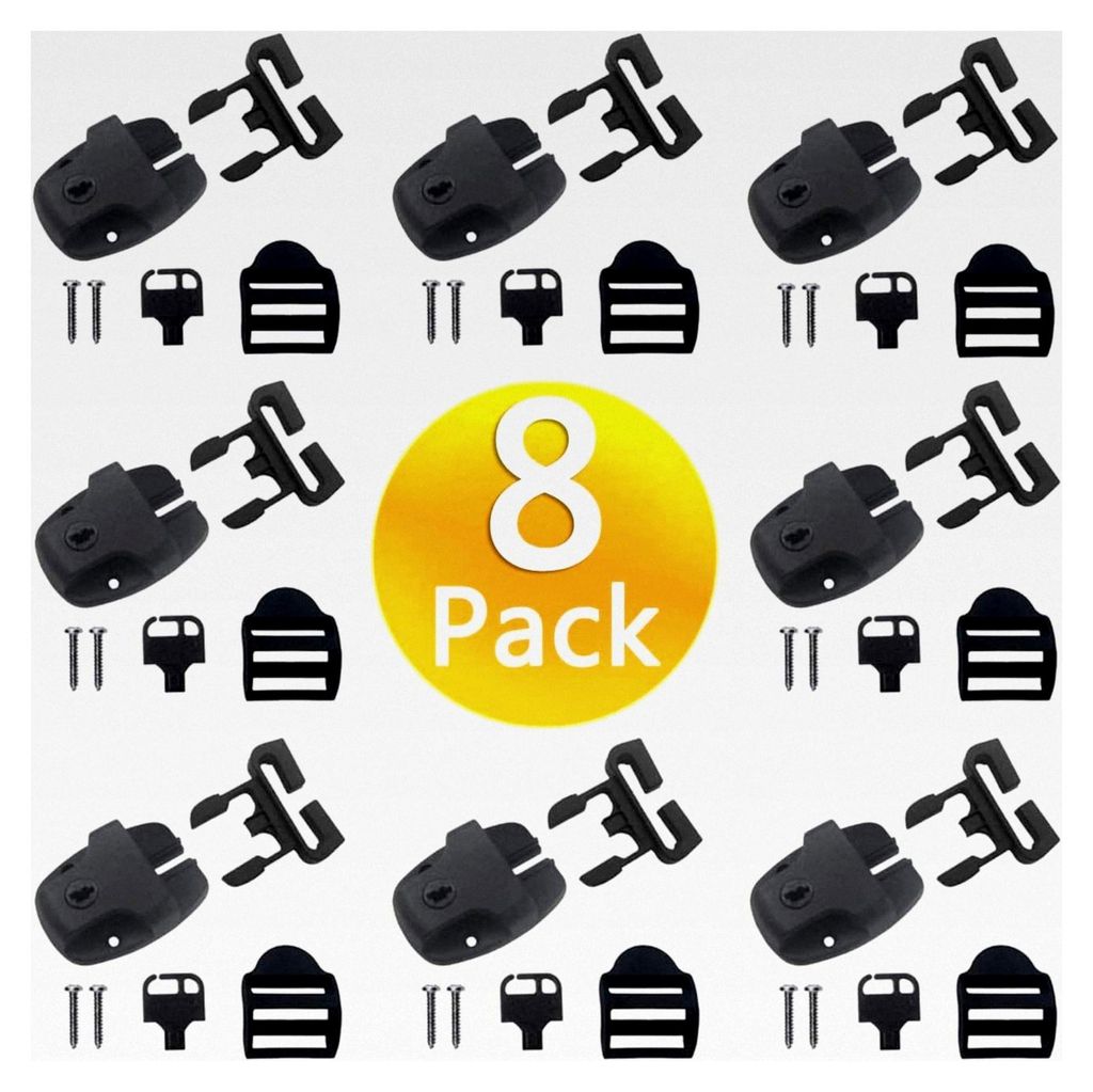 8 Set Abdeckungsclips für Spa-Whirlpools zur Ersetzung von Verriegelungen, Clip-Schloss mit Schlüsseln und Hardware, schwarz