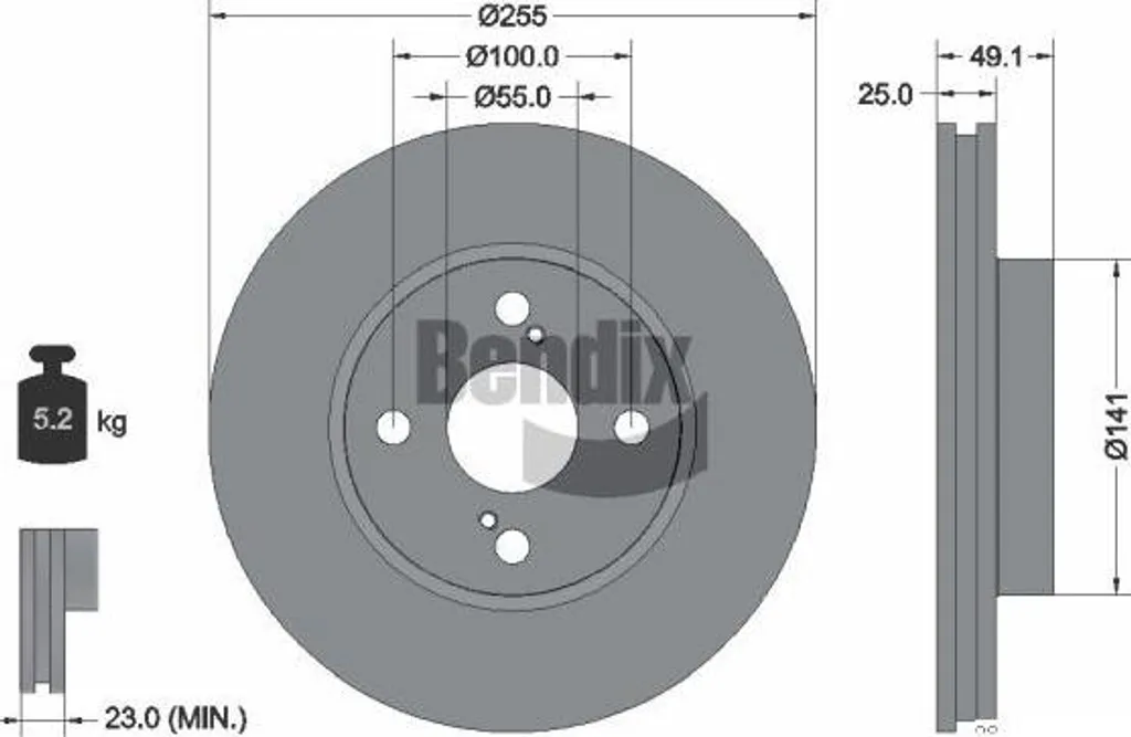 Disque de frein BENDIX BDS1246 sans vibration pour freinage Corolla sûr