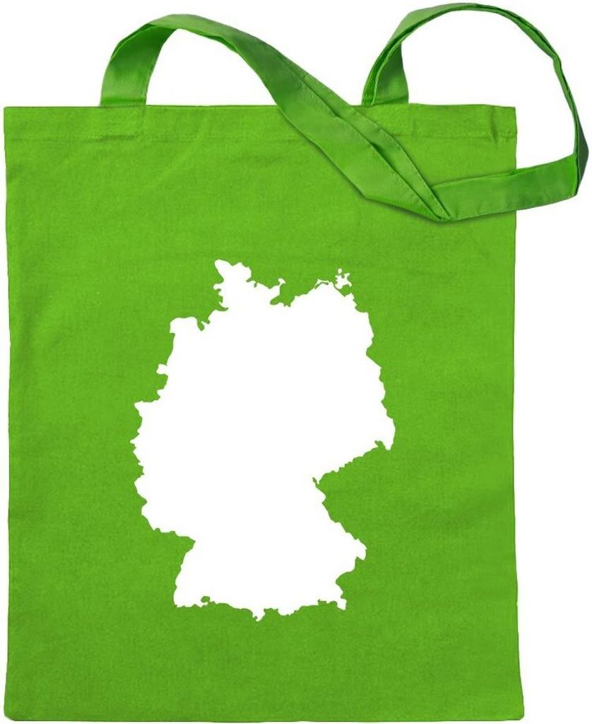 Kiwistar - Baumwolltasche - hellgrün - Deutschland Umriss Kontur - Tragetasche Stoffbeutel Umhängetasche Langer Henkel