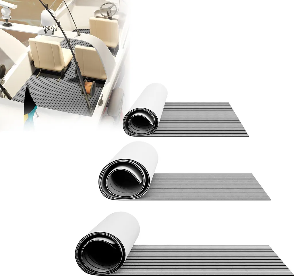 Tapis de pont antidérapant autocollant en EVA effet teck 240 x 90 cm