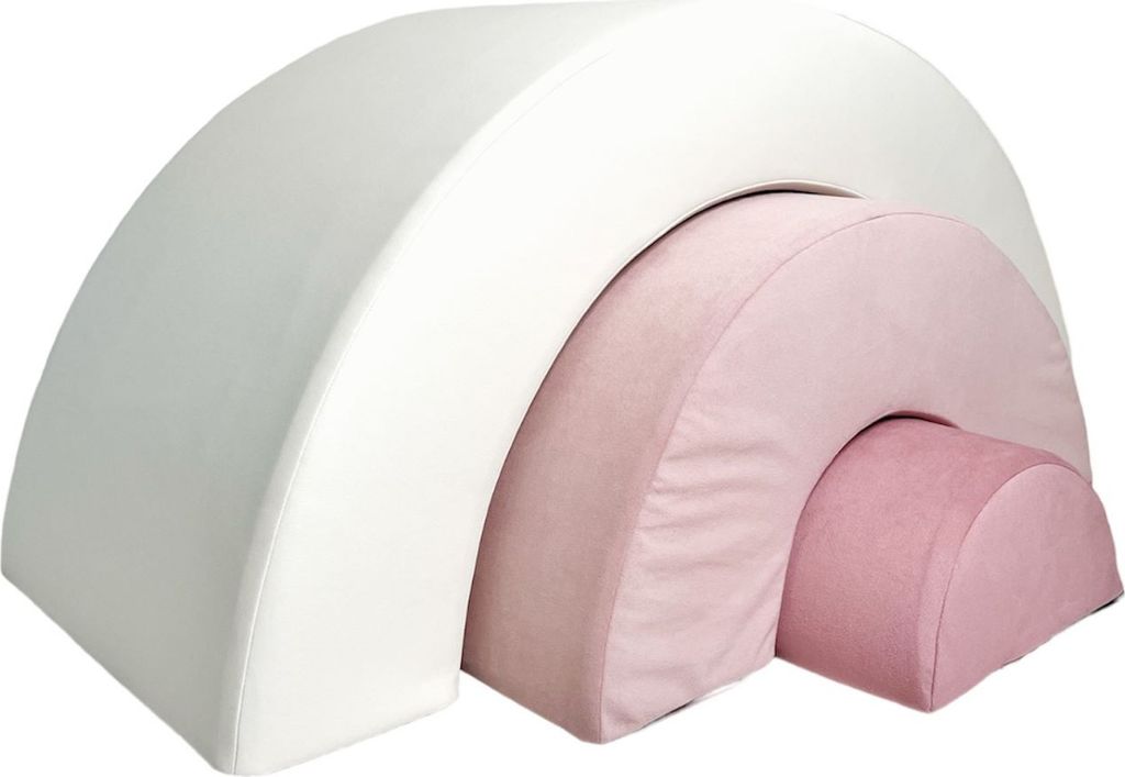 Monio for Kids - Rosa Regenbogen-Design Schaumstoffspielplatz mit Rutsche Balancierelement Regenbogen-Design 95x45x40 cm