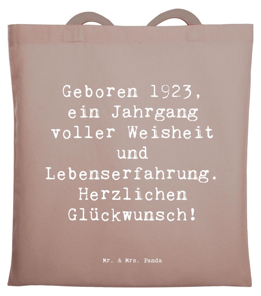 Mr. & Mrs. Panda Tote Bag Spruch 1923 Geburtstag - Braun Pastell - Geschenk, Laptoptasche, Glückwunsch Jahrgang, Happy Birthday, Tasche, Einkaufst...