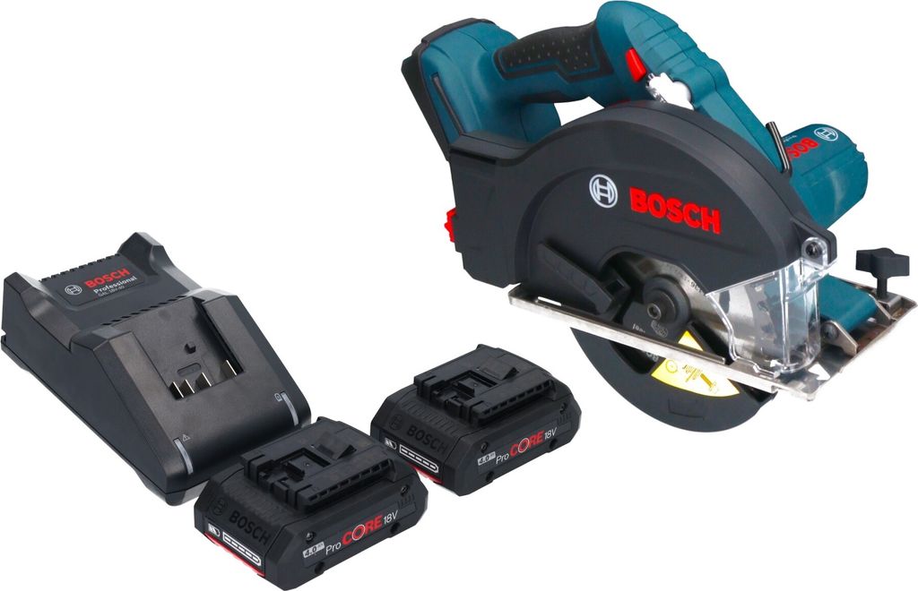 Bosch GKM 18V-50 Professional Akku Metall Handkreissäge 18 V 136 mm Brushless + 2x ProCORE Akku 4,0 Ah + Ladegerät