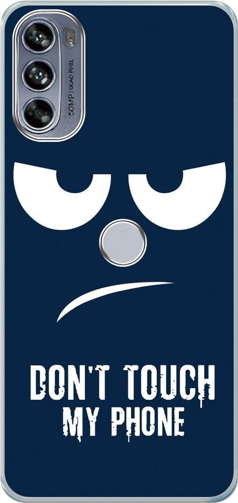König Design Hülle kompatibel mit Motorola Moto Edge 30 Pro Kunststoff Soft Handyhülle - Handy Case Dont Touch My Phone Blau