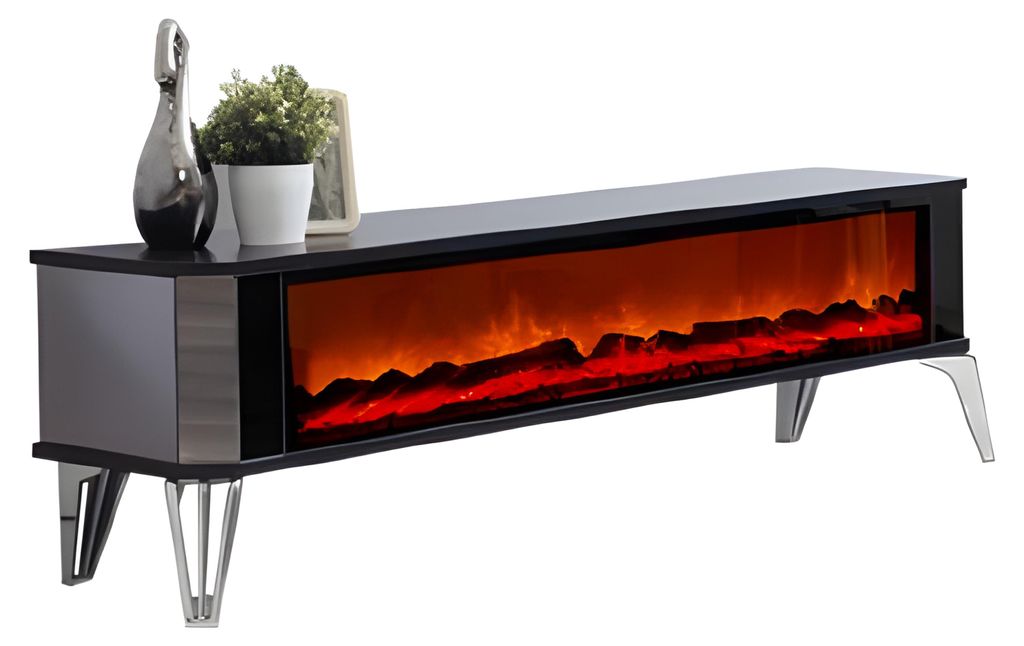 Filigraner TV-Schrank aus Melaminplatte mit seitlichen Glaselementen