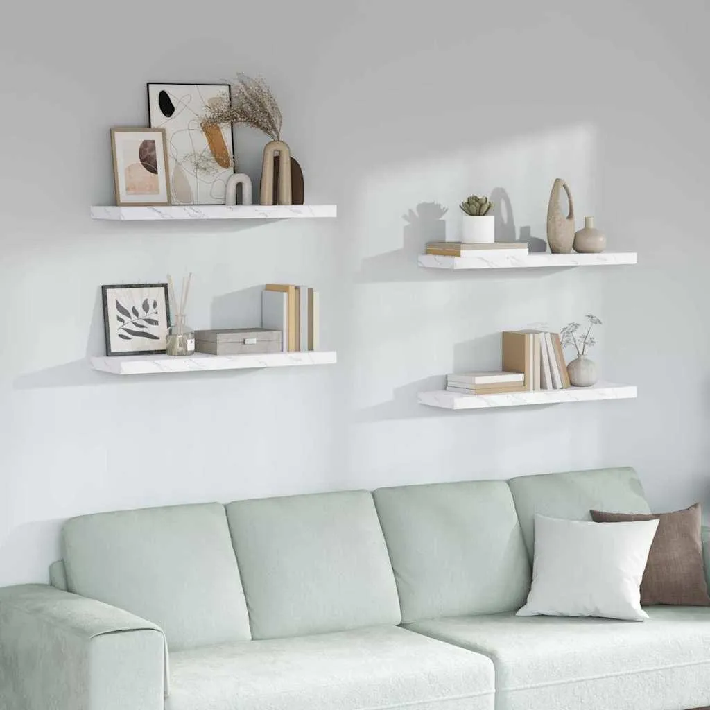 Set 4 Mensole Luxury Maison Exclusive Marmo Bianco 80 cm Parete