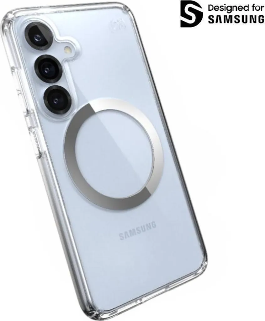 Coque Speck Sentinelle Samsung Galaxy S25 S24 MagSafe Clear Chrome Silver