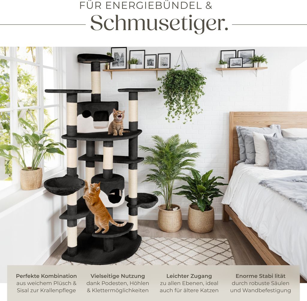 Kratzbaum Fippi 201 cm inklusive Spielkordel und Kippschutz Produktbild 3