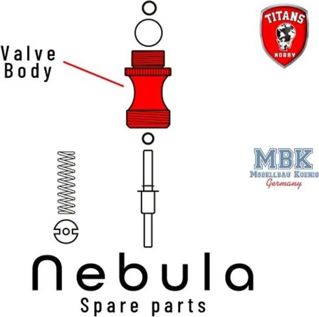 Valve de rechange pour aérographe NEBULA TITANS HOBBY TTH058-24 kit