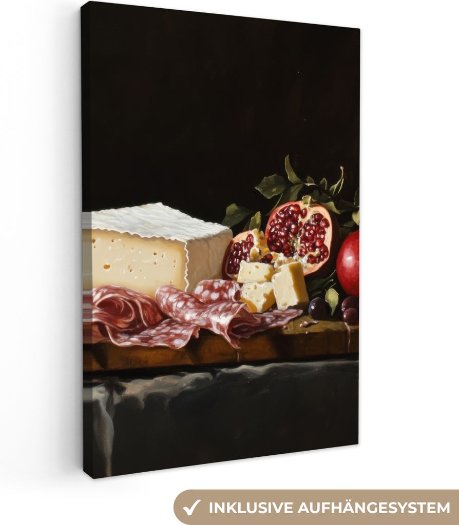 Wanddeko 60x90 cm - Stilleben - Trinktafel, Leinwand Bilder Wohnzimmer
