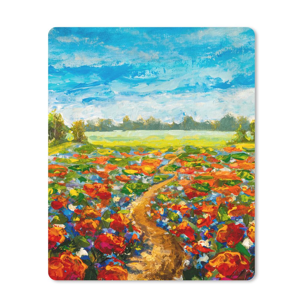 MuchoWow Mauspad Mousepad Malerei - Ölfarbe - Blumen - Natur 19x23 cm - Mousepads - Maus Mat - Pad - Mausunterlage - Mauspads - Spielen