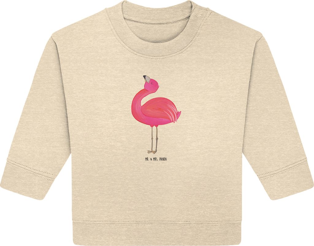 Mr. & Mrs. Panda Organic Baby Pullover Flamingo Stolz 12. - 18. Monat - Natural Raw - Geschenk, Bullover, glücklich, Mama, Tochter