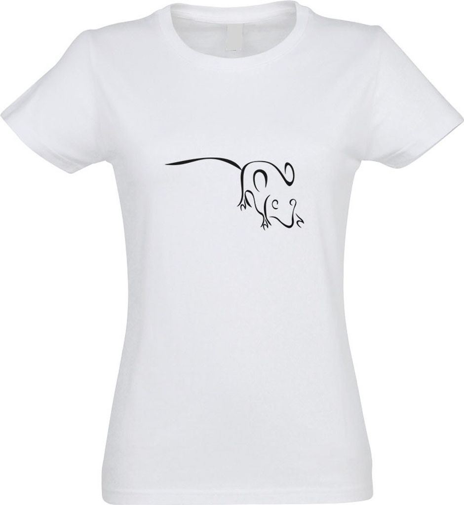 Kiwistar - T-Shirt tailliert - Damen - Weiss - Maus - mit Motiv Bedruckt - Funshirt Design - Sport - Freizeit - Damen - L
