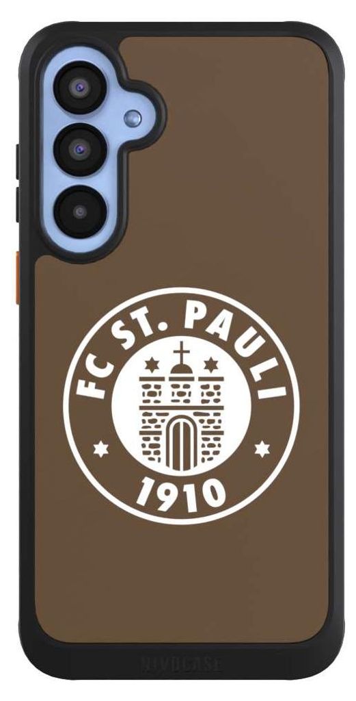 NIVOCASE Hülle für Samsung Galaxy A55 5G Handyhülle NIVOcore Case Schwarz FC St. Pauli Offizielles Lizenzprodukt Wappen