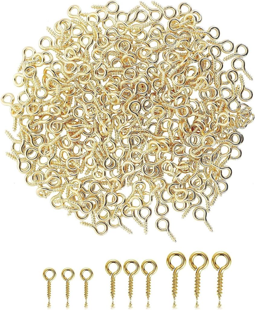 300 Stück Kleine Ösenschraube Schrauboesen ösenschrauben mit Holzgewinde Schraubhaken Edelstahl Ringschrauben für Schmuckherstellung DIY Kunsth...