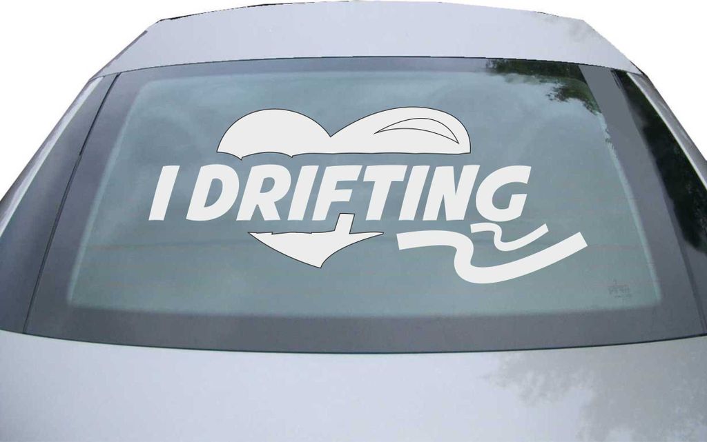 Indigos UG - Aufkleber Heckscheibe & Motorklappe DE7118 - silber - 600x241 mm - I love drifting - Auto Scheiben Fenster Heckklappe Tuning Racing JD...