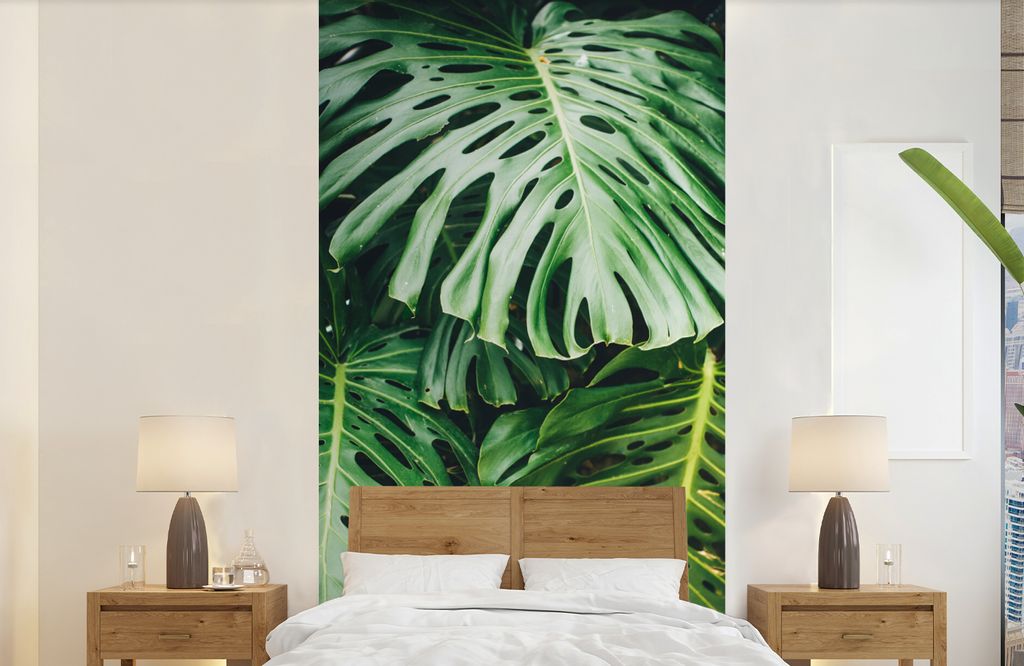 MuchoWow Fototapete für Wohnzimmer oder Schlafzimmer Wandtapete Vinyl Motivtapete Musterblätter - 120x240 cm - Hintergrundbild