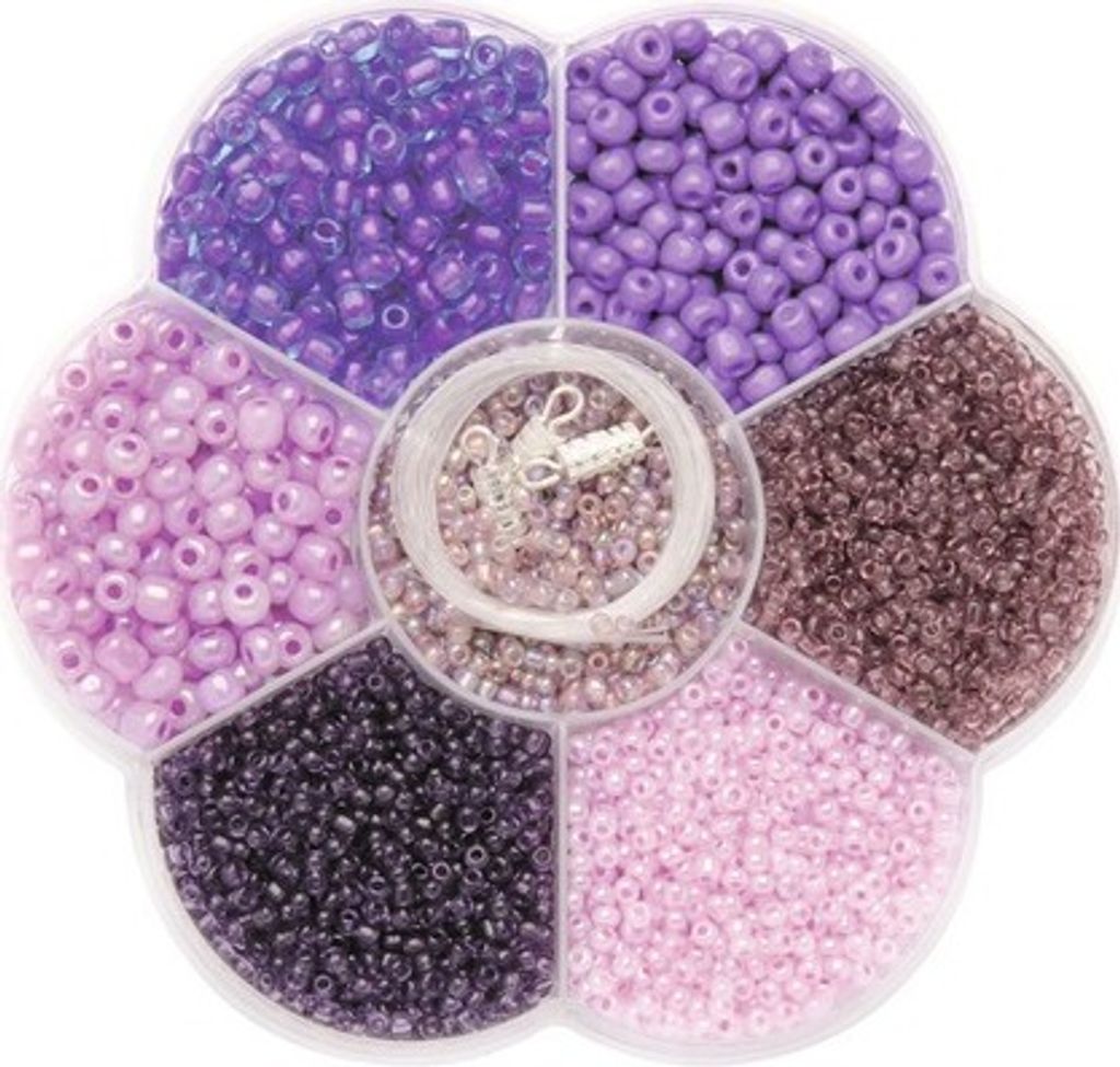 Perlenmix inkl. Nylonfaden und Verschlüsse lila Produktbild 