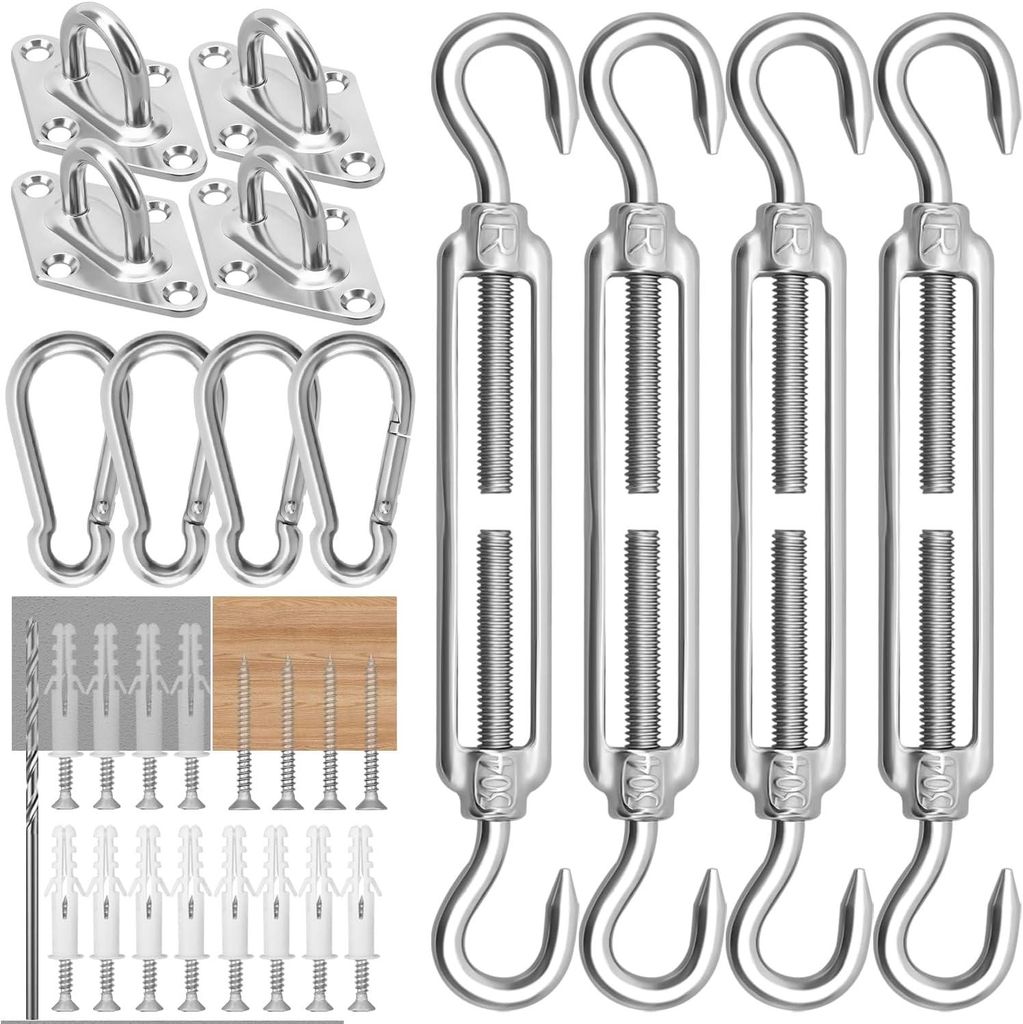 Sonnensegel Befestigung Set M6 Befestigung HardwareKit 304 Edelstahl Markisen Befestigungsset für Garten, sonnensegel zubehör Befestigung for Dre...