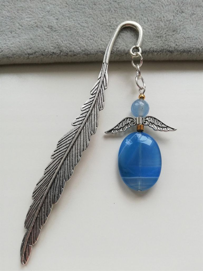 Lesezeichen Engel Achat Blau Geschenk