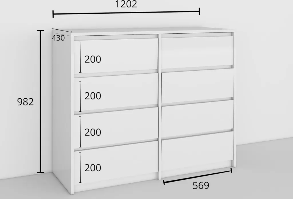 Meuble de Rangement Blanc pour Salon - Commode BDW Sideboard 120x100 - 9