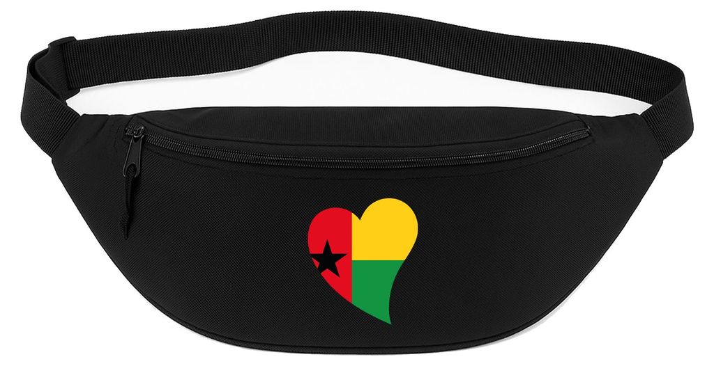 Huuraa Bauchtasche Guinea-Bissau Flagge Herz 2,5 Liter Black Polyester Crossbody Bag Geschenkidee