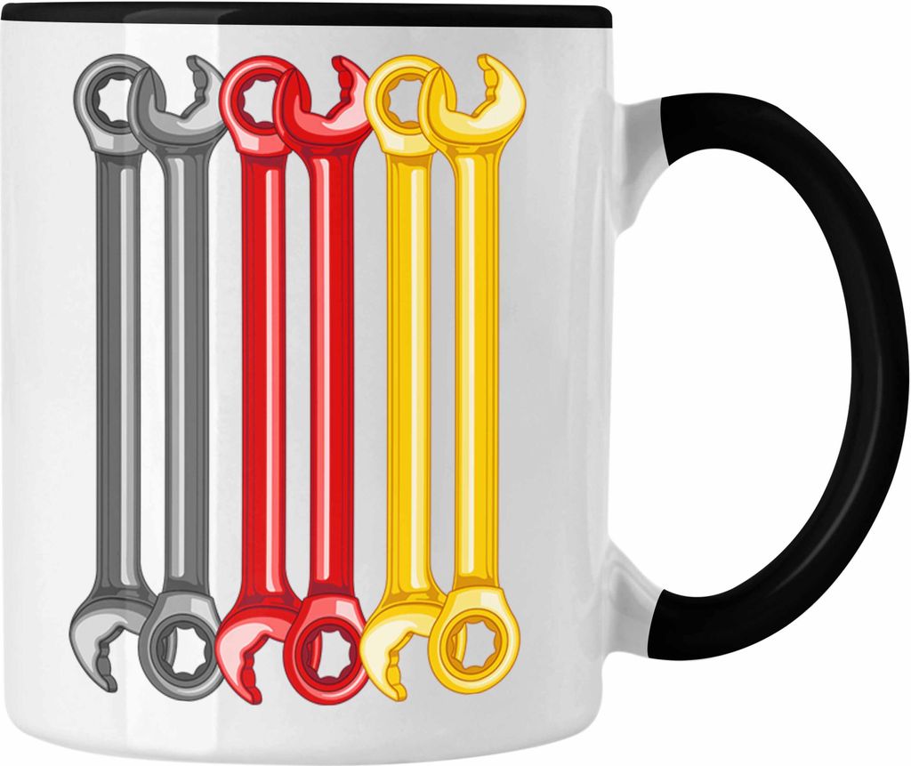 Trendation - KFZ Mechaniker Geschenk Lustig Tasse Automechaniker Mechatroniker Werkstatt Tasse Deutschland Flagge (Schwarz)