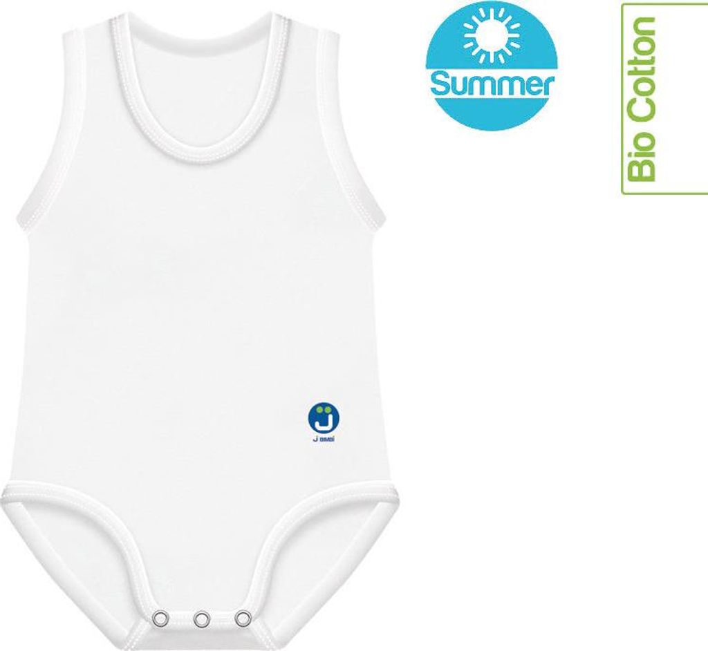 J BIMBI | mitwachsender Baby-Body | aus Baumwolle | SOMMER | SOLID COLOR – Weiß