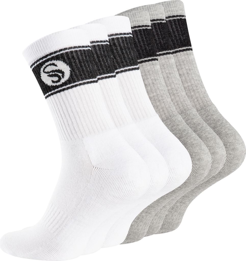 Stark Soul 6 Paar Sportsocken im RETRO Design - Frotteesohle 39-42 Grau / Weiss