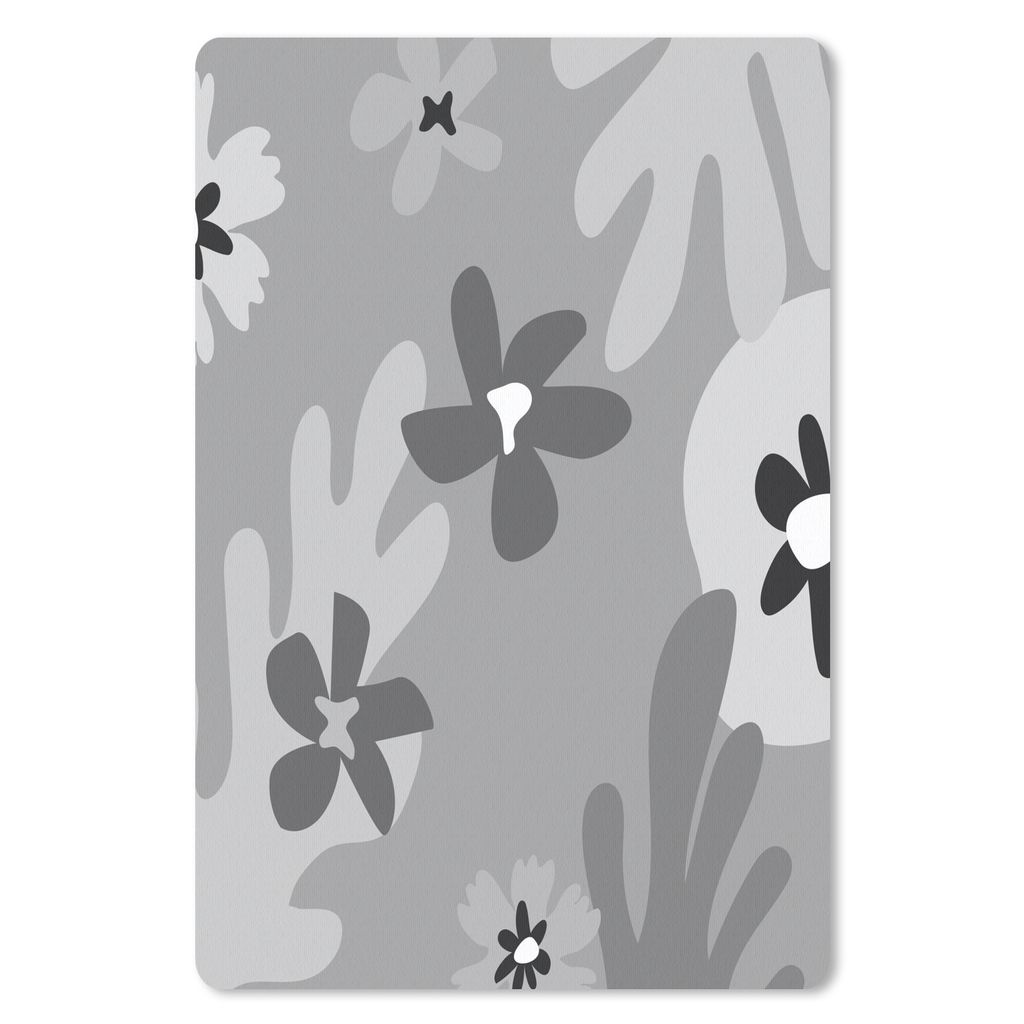 MuchoWow Mauspad Mousepad Hintergrund - Blumen - Schwarz - Weiß 18x27 cm - Mousepads - Maus Mat - Pad - Mausunterlage