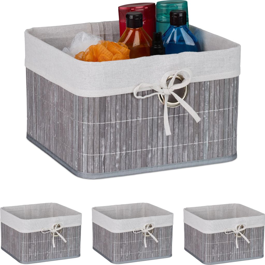 relaxdays Aufbewahrungskorb Set aus Bambus