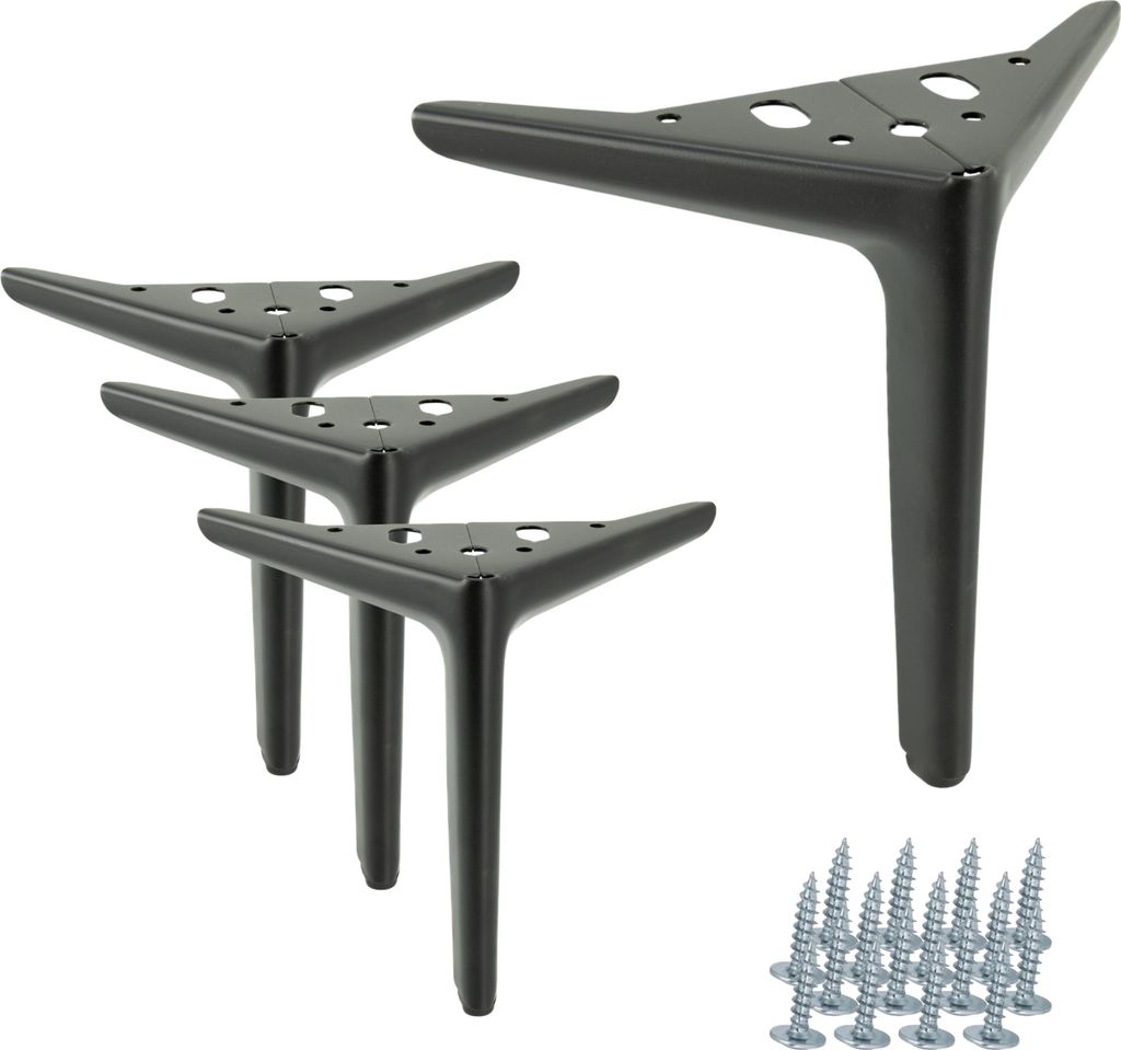 Möbelfüße Elegant Schwarz Matt 18 cm - 4er Set, Metall mit Produktbild 