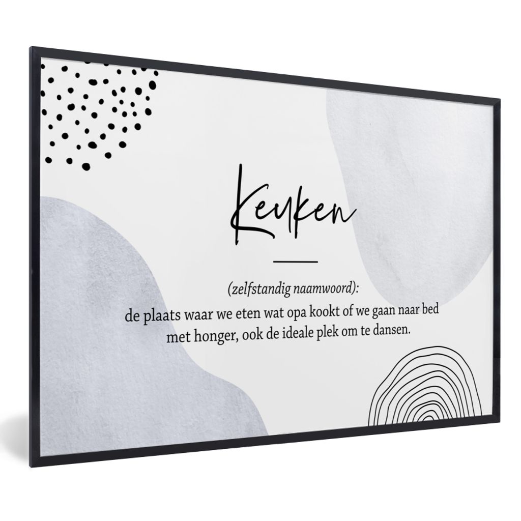 MuchoWow Gerahmtes Poster Küche - Großvater - Zitate - Wörterbuch - Definition Küche 30x20 cm - Poster mit Schwarzem Bilderrahmen Wandposter ...